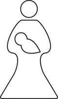 Character of black line art faceless mother holding baby. vector