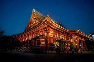 Sensoji Temple at night in Tokyo, Japan. Sensoji Temple is the oldest Buddhist temple in Tokyo. photo