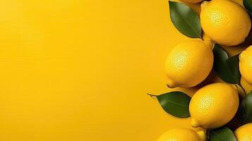 Ripe lemon mockup and copy space with a gradient background, photo