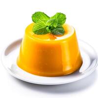 Delicious Mango Pudding isolated on white background, photo