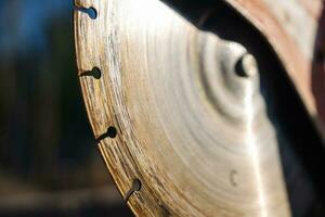 close-up of a saw with a disc for cutting concrete and paving slabs photo