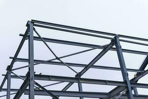 construction structure made of steel metal trusses. metal frame photo