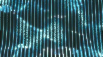 Blue looped energy waves from particles glowing bright magical abstract background video