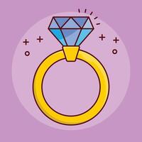 ilustración de vector de anillo de diamante en un fondo. símbolos de calidad premium. iconos vectoriales para concepto y diseño gráfico.