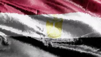 petróleo pintura Egipto bandera lona ondulación en el viento. dibujo pintar egipcio bandera balanceo en el brisa. sin costura bucle. video