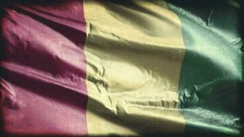 Retro aged Guinea flag waving on the wind. Old vintage Guinean banner swaying on the breeze. Seamless loop. video