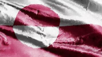 óleo pintura Groenlândia bandeira tela de pintura acenando em a vento. desenhando pintura groenlandês bandeira balançando em a brisa. desatado laço. video
