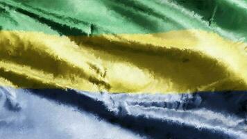 Öl Gemälde gabon Flagge Segeltuch winken auf das Wind. Zeichnung Farbe gabonese Banner schwankend auf das Brise. nahtlos Schleife. video