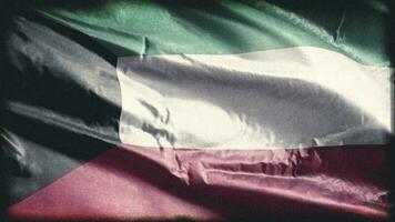 Retro aged Kuwait flag waving on the wind. Old vintage Kuwaiti banner swaying on the breeze. Seamless loop. video