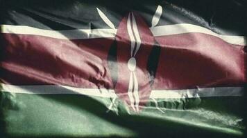 Retro aged Kenya flag waving on the wind. Old vintage Kenyan banner swaying on the breeze. Seamless loop. video