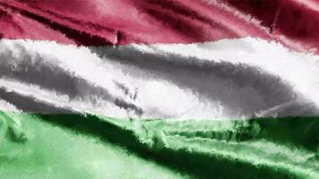 Oil painting Hungary flag canvas waving on the wind. Drawing paint banner swaying on the breeze. Seamless loop. video