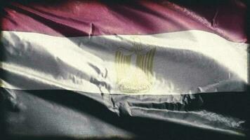 Retro aged Egypt flag waving on the wind. Old vintage Egyptian banner swaying on the breeze. Seamless loop. video