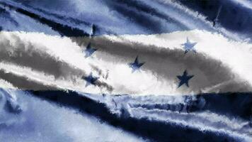 Oil painting Honduras flag canvas waving on the wind. Drawing paint Honduran banner swaying on the breeze. Seamless loop. video