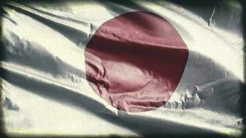 rétro vieilli Japon drapeau agitant sur le vent. vieux ancien Japonais bannière balancement sur le brise. sans couture boucle. video