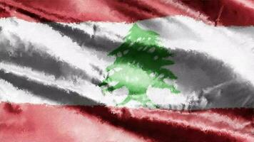 petróleo pintura Líbano bandera lona ondulación en el viento. dibujo pintar libanés bandera balanceo en el brisa. sin costura bucle. video