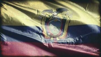 Retro aged Ecuador flag waving on the wind. Old vintage Ecuadorian banner swaying on the breeze. Seamless loop. video