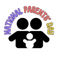 nationaal ouders dag vrij dag tekst typografie Aan transparant achtergrond, nationaal ouders dag kalligrafie, nationaal ouders dag vrij dag belettering inscriptie, ouders icoon, ouders met kinderen clip art png