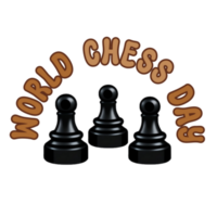 World Chess Day text with chess pieces clipart on transparent background, world chess day calligraphy, lettering inscription, typography, chess pieces clipart, chess pieces icon png