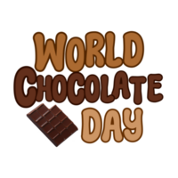 wereld chocola dag tekst typografie, kalligrafie, belettering opschrift clip art Aan transparant achtergrond, chocola bar clip art Aan transparant achtergrond png