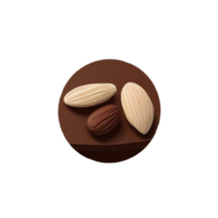 Circular chocolate bar, Chocolate disk with nuts, Nutty chocolate snack, Chocolate round with nutty topping, Chocolate bar illustration, Chocolate round, Chocolate disc, Circular chocolate almonds png