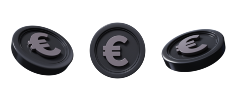 Euro coins 3D icons set. Growth, income, savings, investment, wealth. png