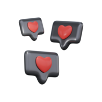 concepto de social redes me gusta y corazón icono. 3d hacer png