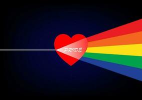 gay orgullo bandera con un corazón en un oscuro antecedentes vector