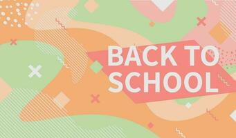 Abstract vector banner with back to school text and geometric shapes.