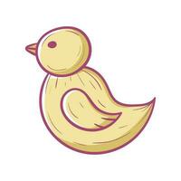 Baby toy, rubber duck for swimming, vector isolated doodle illustration.