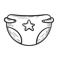 Baby girlish diaper or panties, vector isolated doodle illustration.