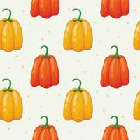 Vector seamless pattern of fresh vegetables. Healthy and nutritious red and yellow bell or sweet peppers. Farming or gardening background.