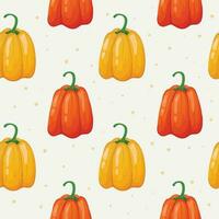 Vector seamless pattern of fresh vegetables. Healthy and nutritious red and yellow bell or sweet peppers. Farming or gardening background.