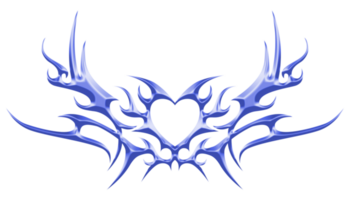 Heart tattoo with gothic decoration. Tribal embossed style symbol png