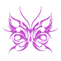 The butterfly tattoo art symbol in chrome style png