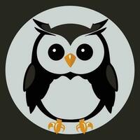 Owl Icon Vector on Black White Silhouette illustration