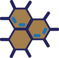 Flat molecule icon in blue and brown color. vector