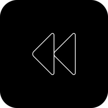 rebobinar botón icono en negro antecedentes para multimedia. vector