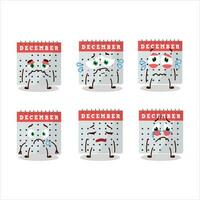 December calendar cartoon character with sad expression vector