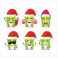 Santa Claus emoticons with green christmas gift cartoon character vector