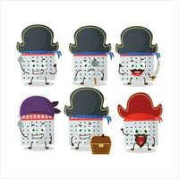 Cartoon character of december calendar with various pirates emoticons vector