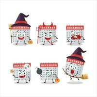 Halloween expression emoticons with cartoon character of december calendar vector