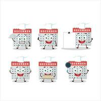 Cartoon character of december calendar with various chef emoticons vector