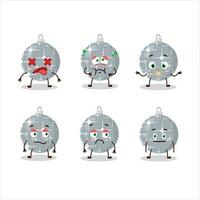 Christmas ball grey cartoon character with nope expression vector