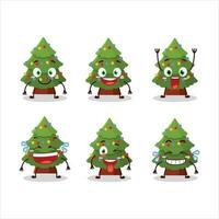 dibujos animados personaje de verde Navidad árbol con sonrisa expresión vector