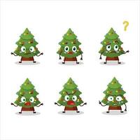 Cartoon character of green christmas tree with what expression vector