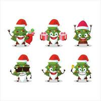 Santa Claus emoticons with green christmas tree cartoon character vector