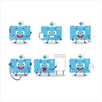 Doctor profession emoticon with blue christmas envelopes cartoon character vector