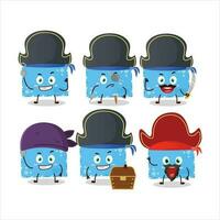 Cartoon character of blue christmas envelopes with various pirates emoticons vector