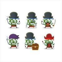 Cartoon character of green snow christmas tree with various pirates emoticons vector