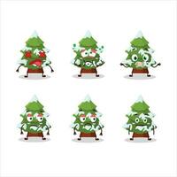 Green snow christmas tree cartoon character with nope expression vector